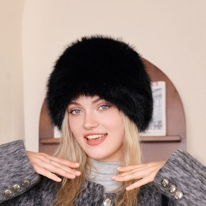 Faux Fur Soft Fluffy Winter Warm Plush Round Hat