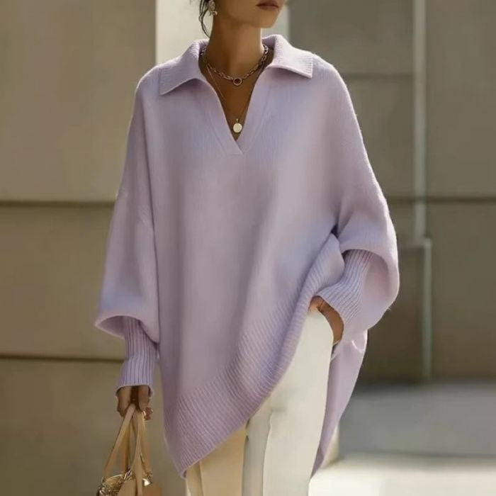 Dolman Sleeve Knit Polo Jumper