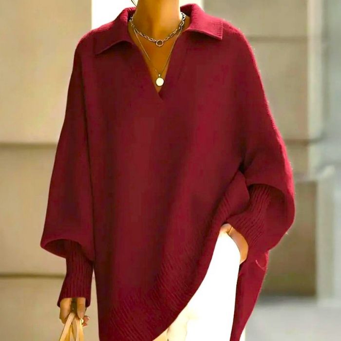 Dolman Sleeve Knit Polo Jumper