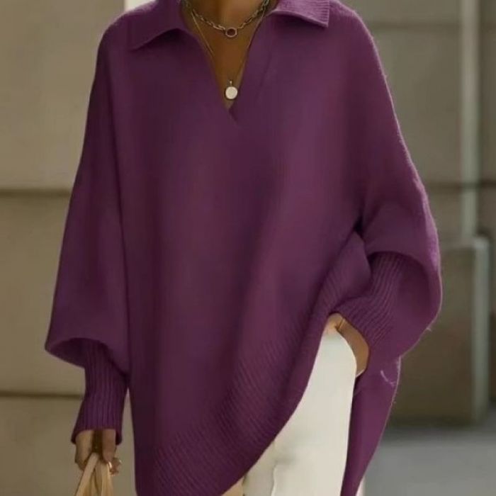 Dolman Sleeve Knit Polo Jumper